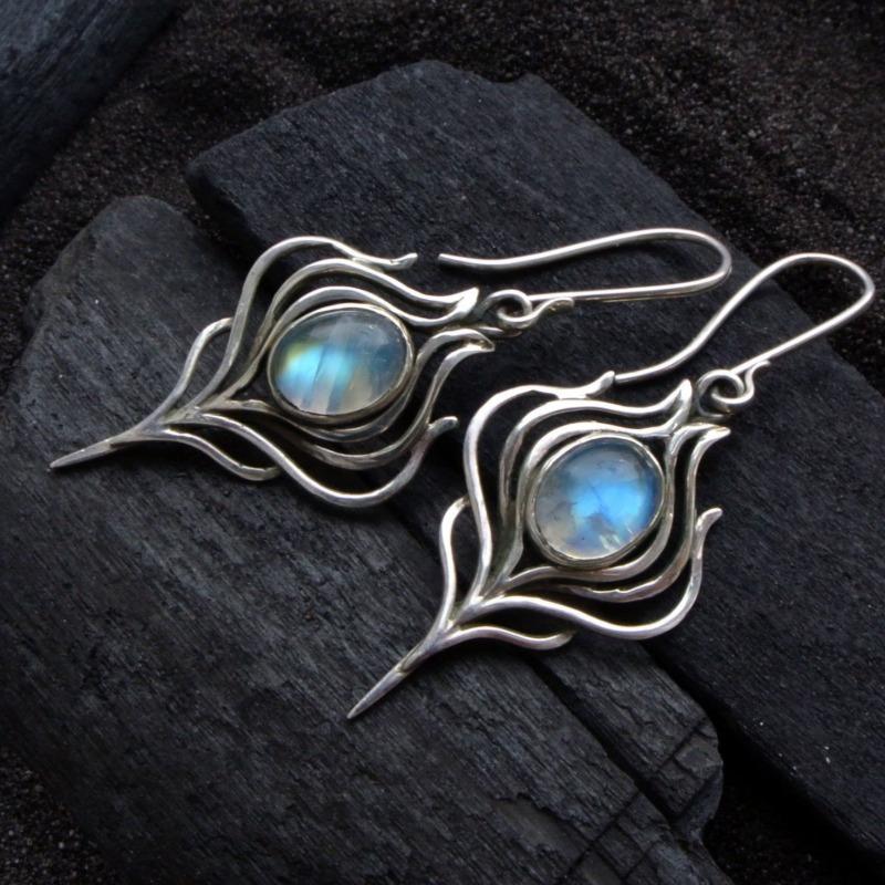 Para prostych, antycznych kolczyków wiszących z sztucznego kamienia księżycowego, rzemieślniczo rzeźbionych, damskie, w stylu bohema, na haczyku