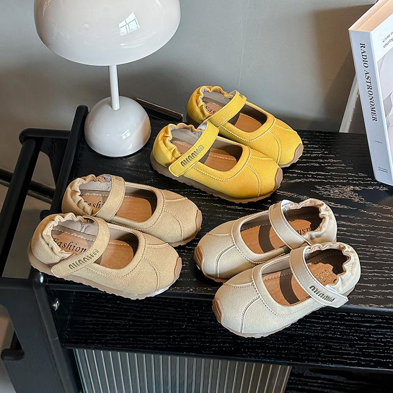 Children's Shoes 2025 Spring Women's Models Medium and Small Children's Round Head Single Shoes Burst Fashion Flat Shoes Versatile Retro Korean Vers