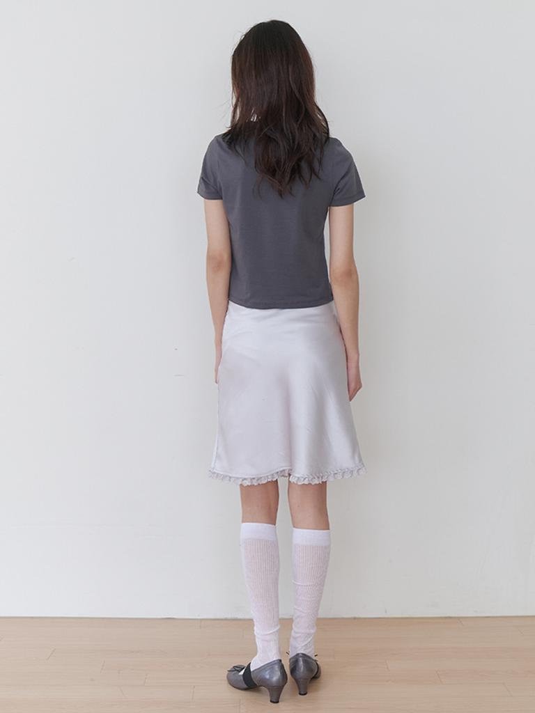 Kinder Baby Satin Lace Mini Skirt - Pearl Silver