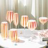 Hand Painted Colorful Striped Cocktail Goblet Water Cup Creative Red Wine Glass Set Party Wedding Barware