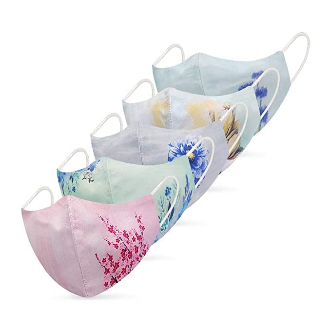 EVERYYTHING Fashion Flowers & Plain Soft Washable & Reusable Cotton Masks For Men Women Girls And Boys (Wallpaper - 6)