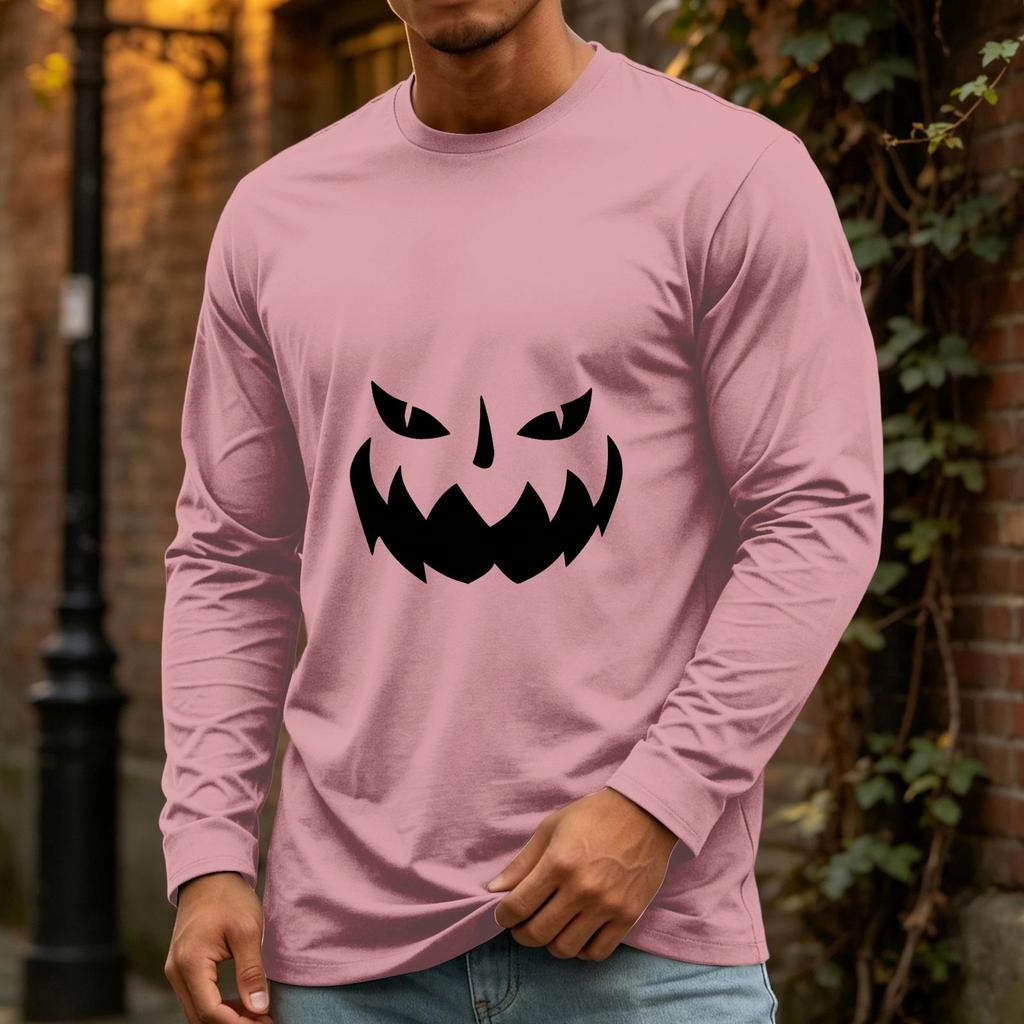 Men's Halloween Long Sleeve Neck Casual Top for Party