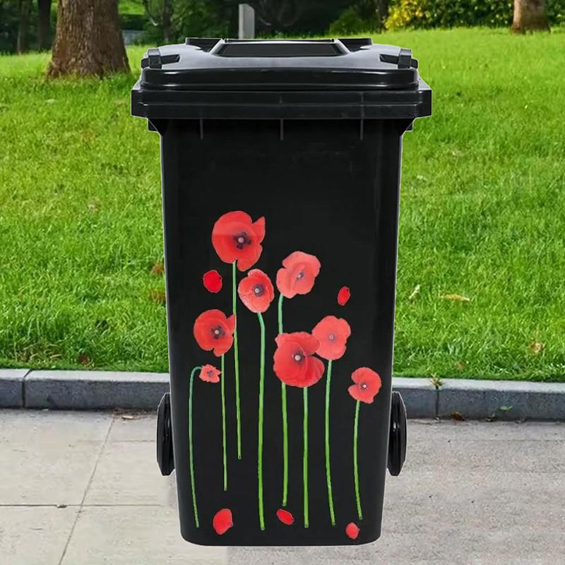 Květinové nálepky na odpadkový koš Sedmikráska Lilie Kolečko Nálepka na odpadkový koš Samolepicí PVC Decals Voděodolná Dekorativní nálepka Dekorace na zeď