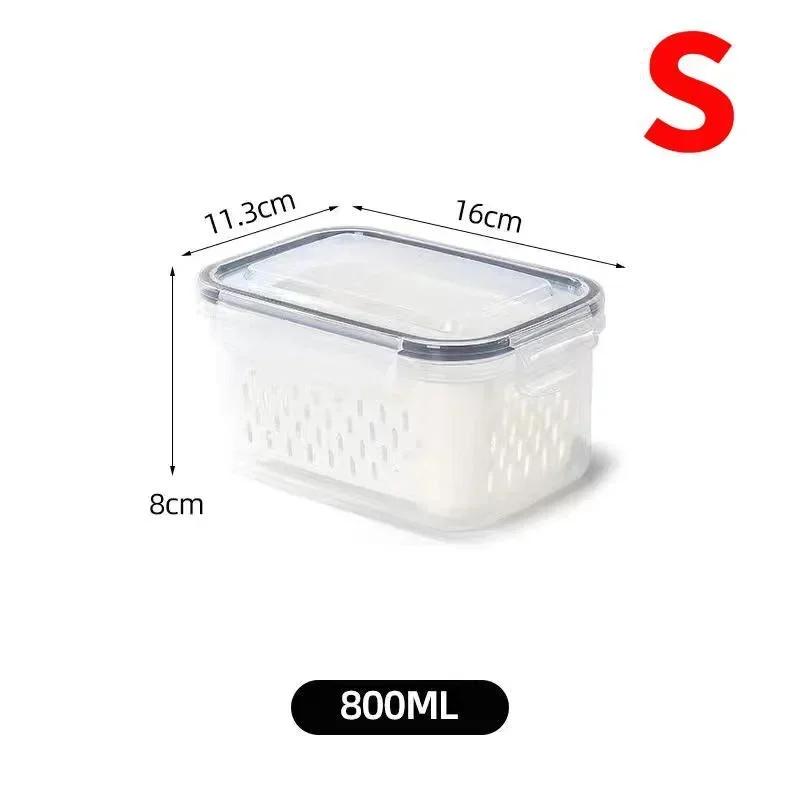 Double-Layer Thickened Sealed Food Grade Storage Box Egg Preservation Kitchen Fruit Vegetable Drainage Basket