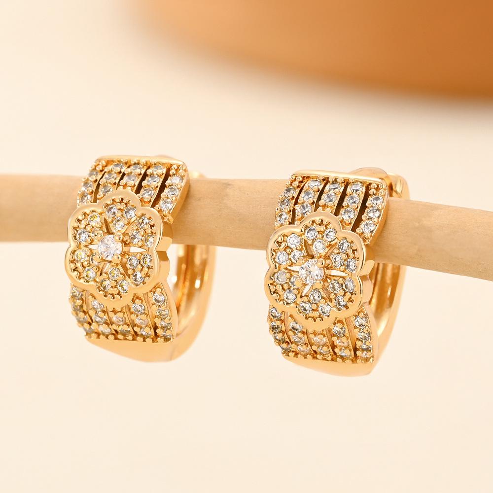 Gold Multi-Style Zircon Hoop Earrings for Women