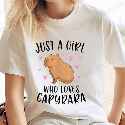 Capybara ruft an T-Shirts für Frauen Lustige Capybara Nagetier Tierliebhaber Humor T-Shirts Sommer Kurzarm Damenbekleidung