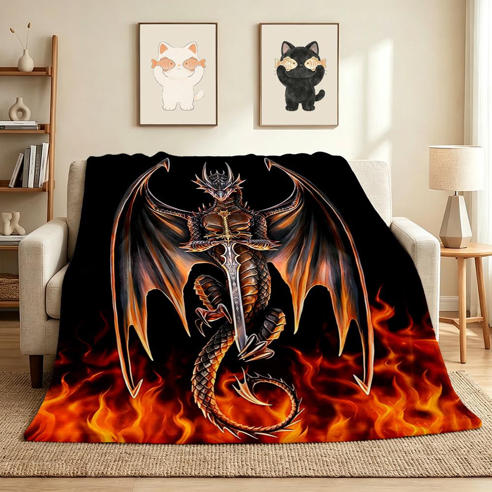 Dragon Fire Flannel Blanket Throw Blanket Soft Warm Sofa Bed Camping Home Decor Unique Christmas Gift Cs92249