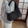 Geräumige Gepunktete Tragetasche Große Kapazität Hobo Handtasche Einfache Leinwand Umhängetasche Reise