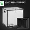 30L Dual Compartment Stainless Steel Bin, with Deodoriser Holders - Silver Tone