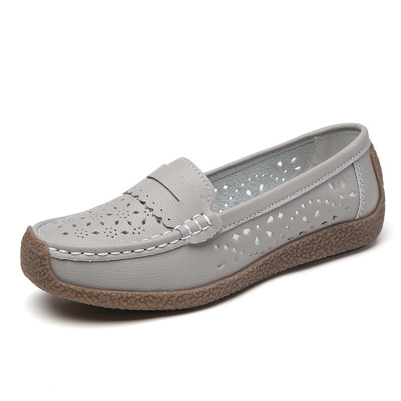 

Женские лоферы больших размеров из натуральной кожи с подошвой из говяжьей жилы - Удобная весенне-летняя обувь для медсестер и мам 41