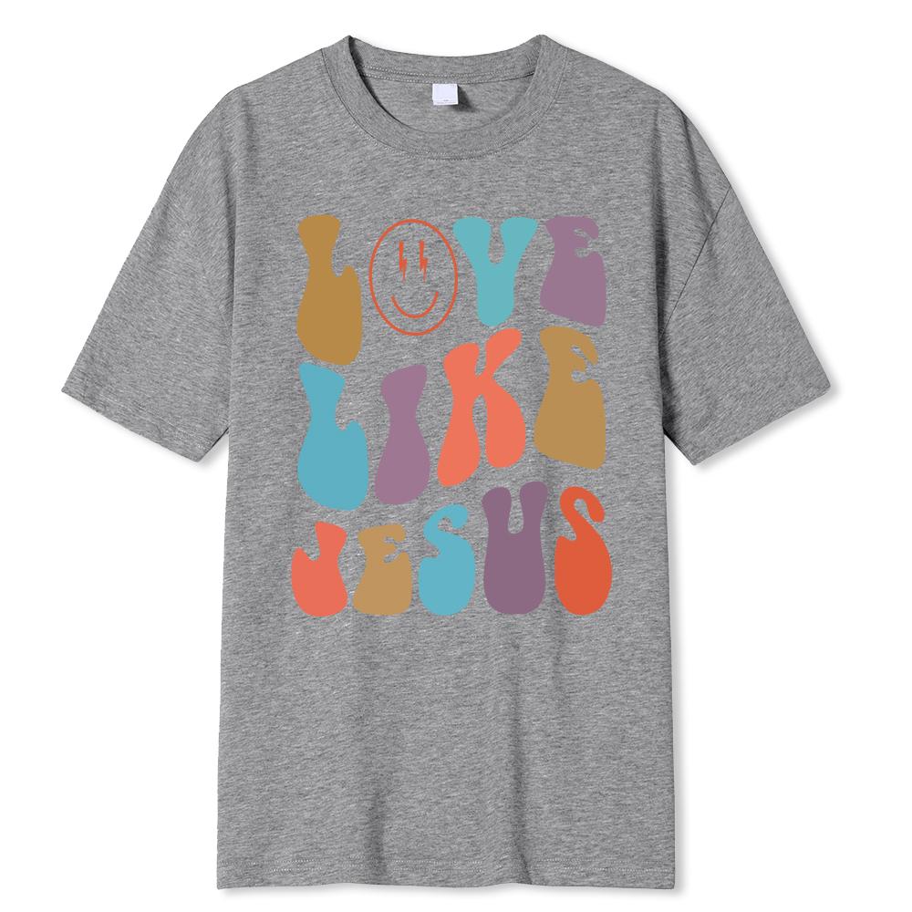 Miłość Jak Jezus Kreskówka Kolorowy Wzór Liter Osobowość Nadruk Męska Koszulka Moda Nadruk Koszulka Codzienne Ubrania