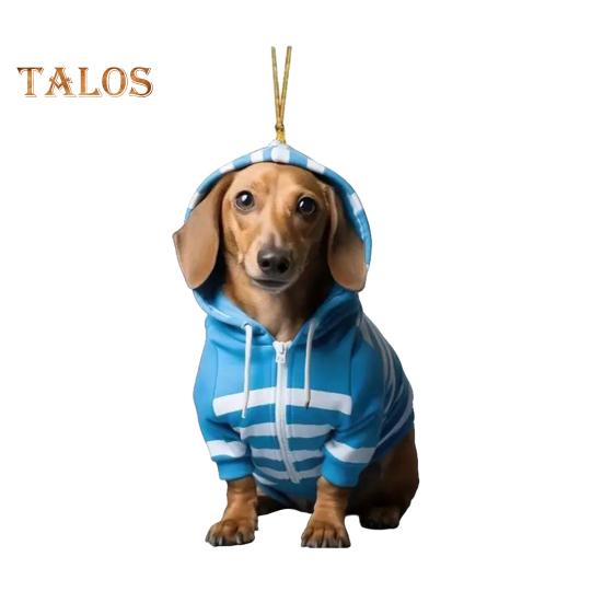 Ornament acrilic cu pandantiv pentru mașină pentru câine, farmec drăguț pentru mașină de Crăciun, ornament festiv pentru agățat pentru copaci, ferestre, uși