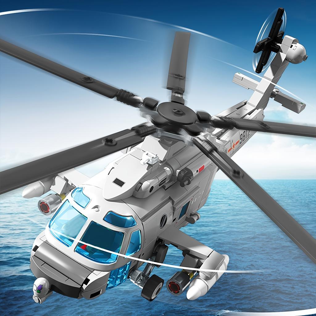 550pcs Creative Helicopter Building Blocks, DIY Gifts For Kids, Military Armed Aircraft Model Assembly Bricks NO BOX