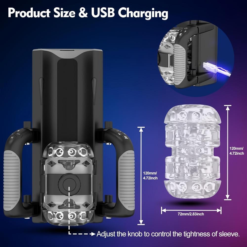 Dual Handles Automatic Telescopic Vagina Masturbation Cup with Phone Holder Stroker Control Adult Sex Machine Penis Cup for Men