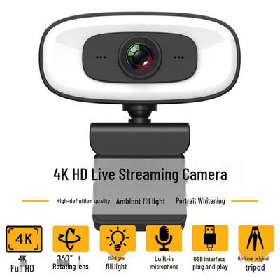 Dolgu Işıklı 4K Masaüstü ve Dizüstü Bilgisayar Web Kameras, Çevrimiçi Dersler İçin 1080P HD