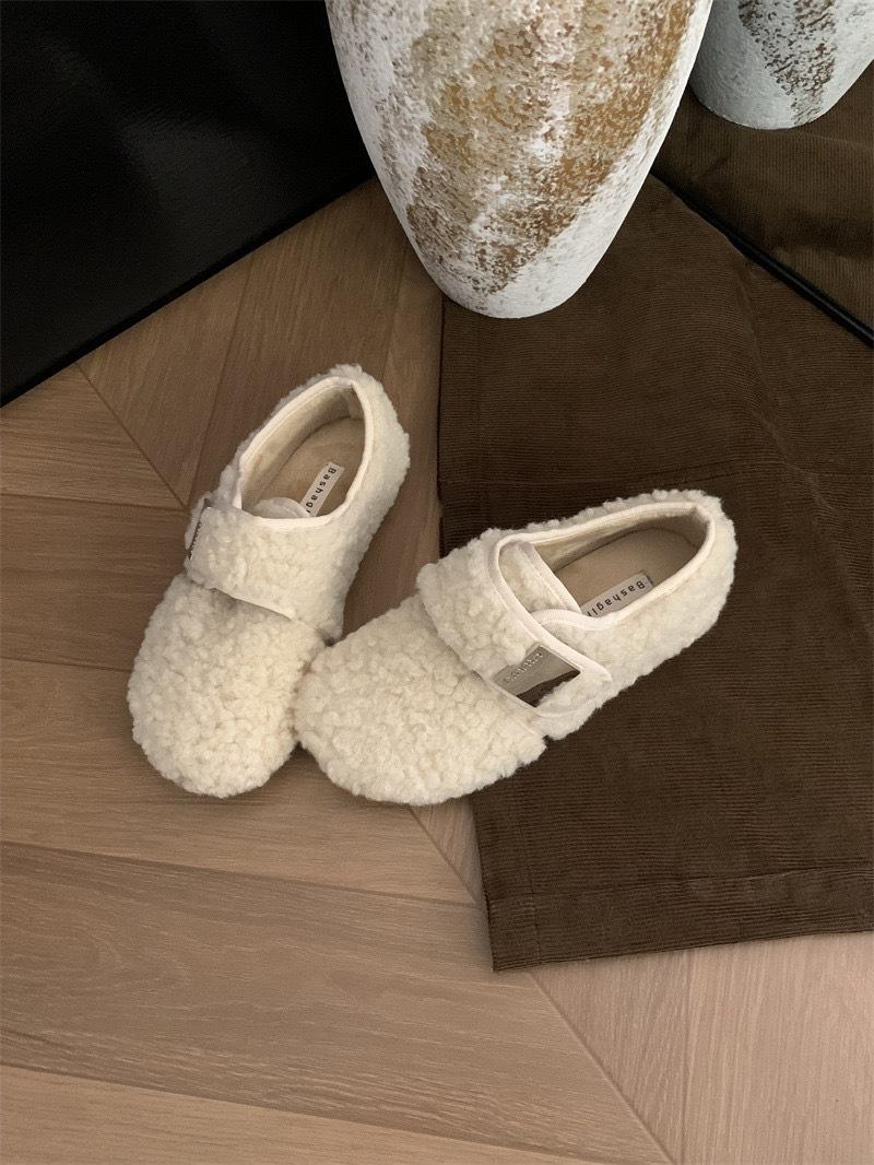 

Обувь Mao Mao для женщин, которую можно носить на улице 2024 года, осень-зима, одна педаль, обувь Doudou, мягкая подошва, бархат, теплая, хлопковая, на плоской подошве, женская обувь 35