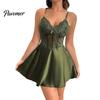 Slip Loungewear Comfortable Women Satin Nightdress Spaghetti Straps Lace V Neck Short Nightgown Nightgown Sexy Sleeveless Mini Dress Nightwear