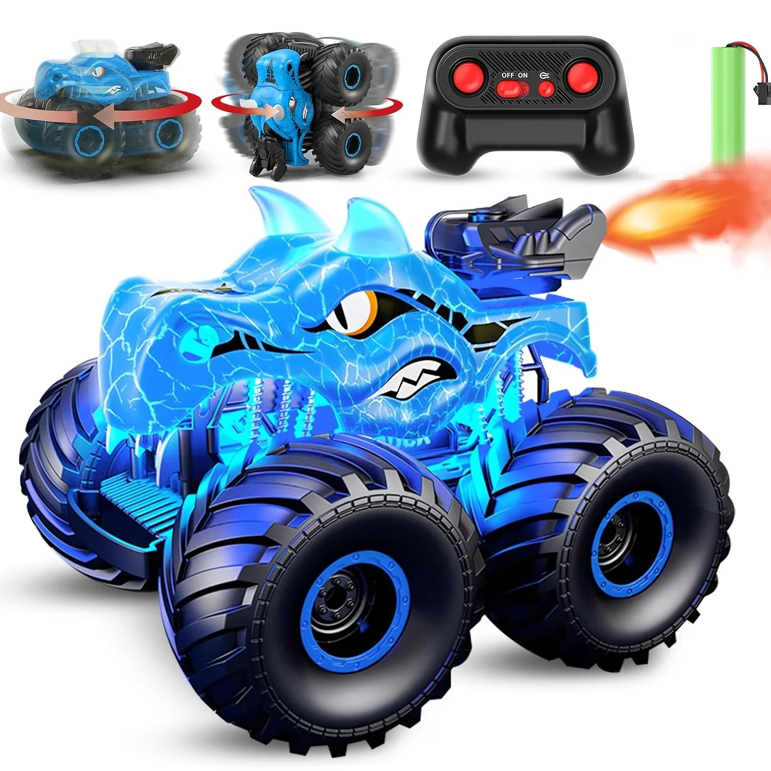 

RC Car 2.4G Dinosaur Spray Off-road Stunt Rock Climbing Car Lighting Simulation Remote Control Cars Kids Toy for Boys Gift синий