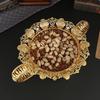 A metal fruit basket with handle, European style large food, snacks, candy storage tray, exquisite craft tableware.