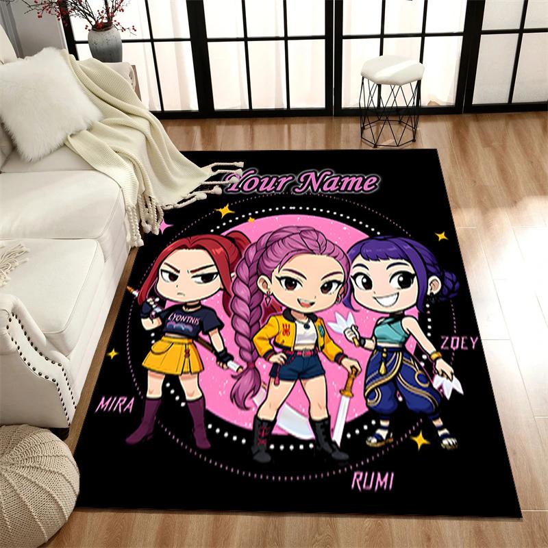 1PC Custom Name "Chibi Girls Adventure" Theme Floor Mat Ideal for Living Room, Game Rooms, Office, Bedroom, Office Floor Mat , Floor Mats for Home