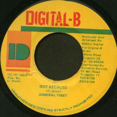 7inch Record ADMIRAL TIBET  Not Because NONE DigitalB 1995 Jamaica Reggae Ska  Dub Used