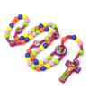 Colorful Bead Kids' Rosary Necklace Funny Crucifix Pendant Chain Children Rosary Necklace  Pray