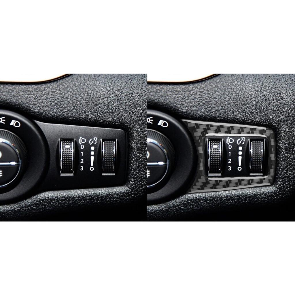 Real Carbon Fiber Dashboard Headlight Switch Button Trim For Jeep Cherokee 14-18