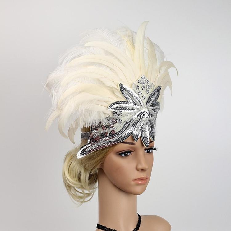 Feather Flapper Headband Masquerade Headpiece Mardi Gras Art Hair Accessories