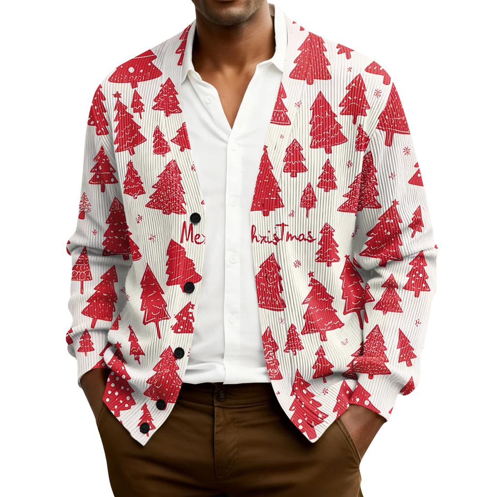 Męski kardigan z dzianiny prążkowanej z długim rękawem