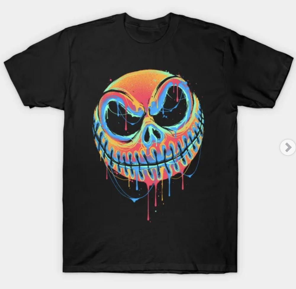 Jack Skellington Halloween Short Sleeve  Mens Unisex S-3XL Black Fan Art Unisex T-Shirt L
