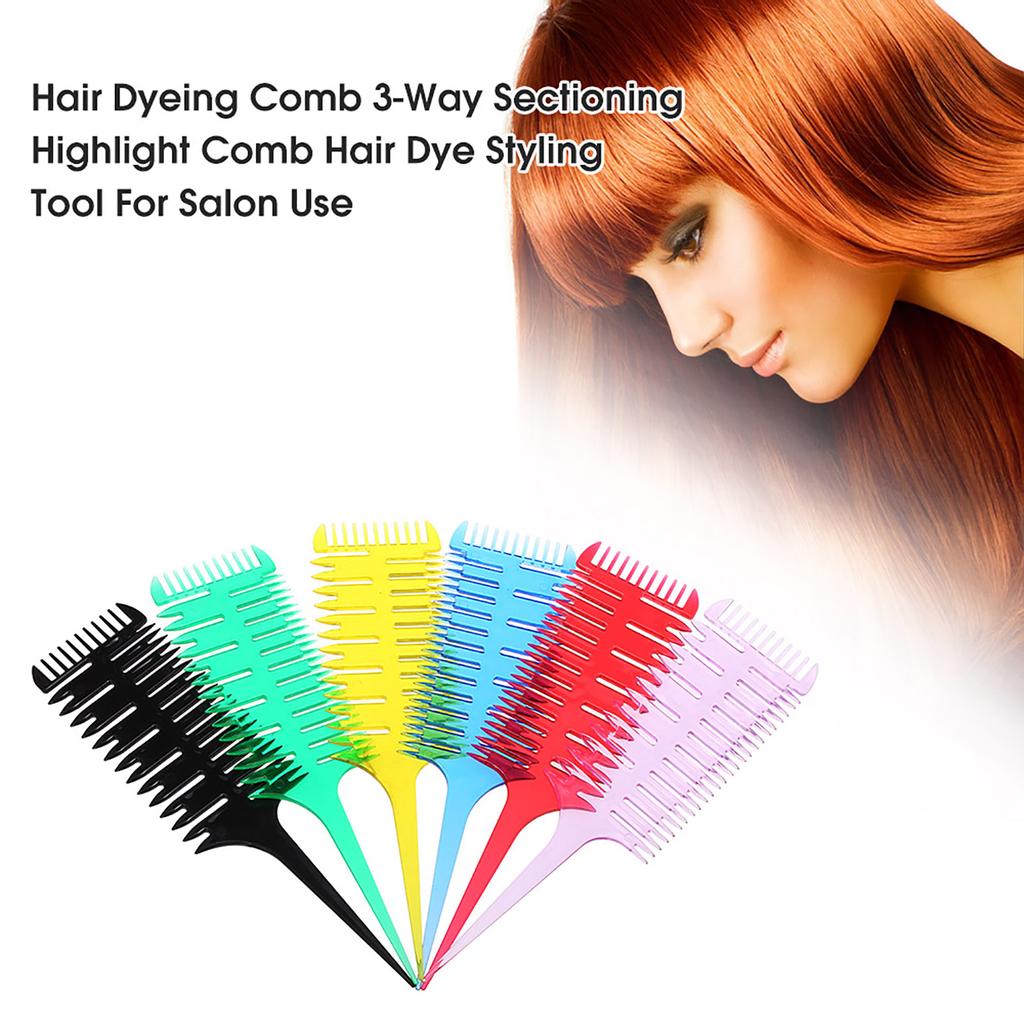 Hair Dyeing Comb 3 Way Sectioning Highlight Comb Professional Weave Weaving Comb Hair Dye Styling Tool For Salon Use