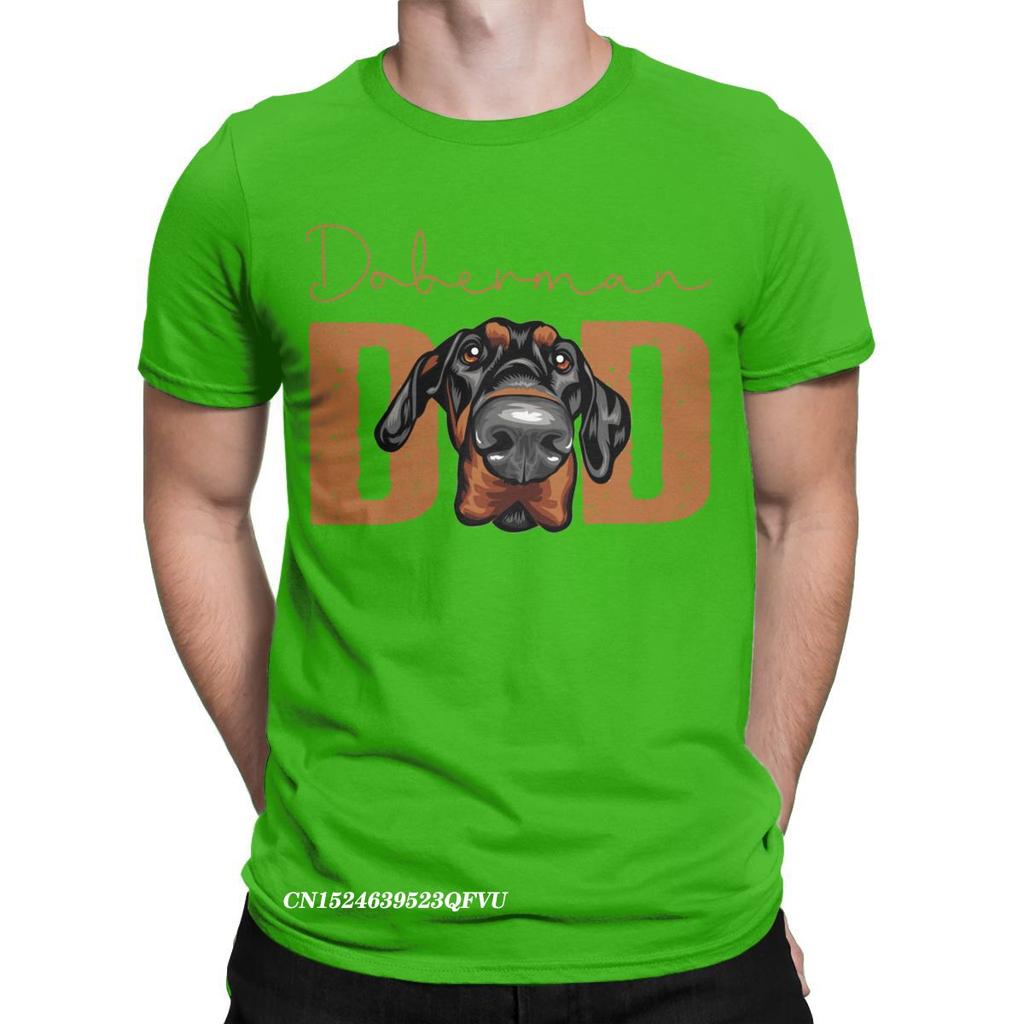 Men Doberman Dad Dog Tops T Shirts Animal Pet Oversized Pure Cotton Novelty Harajuku Crewneck Tees Aesthetic Camisas T-Shirt