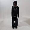 Mens Streetwear Printed High-Elastic Double-Waist Loose Straight Leg Casual Pants Youth Fashion