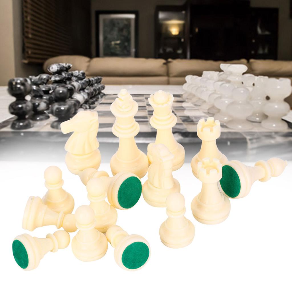 Schachfiguren Schwarz und Weiß Schachfiguren Set aus Kunststoff Internationales Schachspiel Komplettes Schachfigurenset Schwarz&Weiß