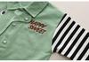 Children's Two-Piece Workwear Set: Boys' Striped Patchwork Long Sleeve Shirt for Spring and Autumn