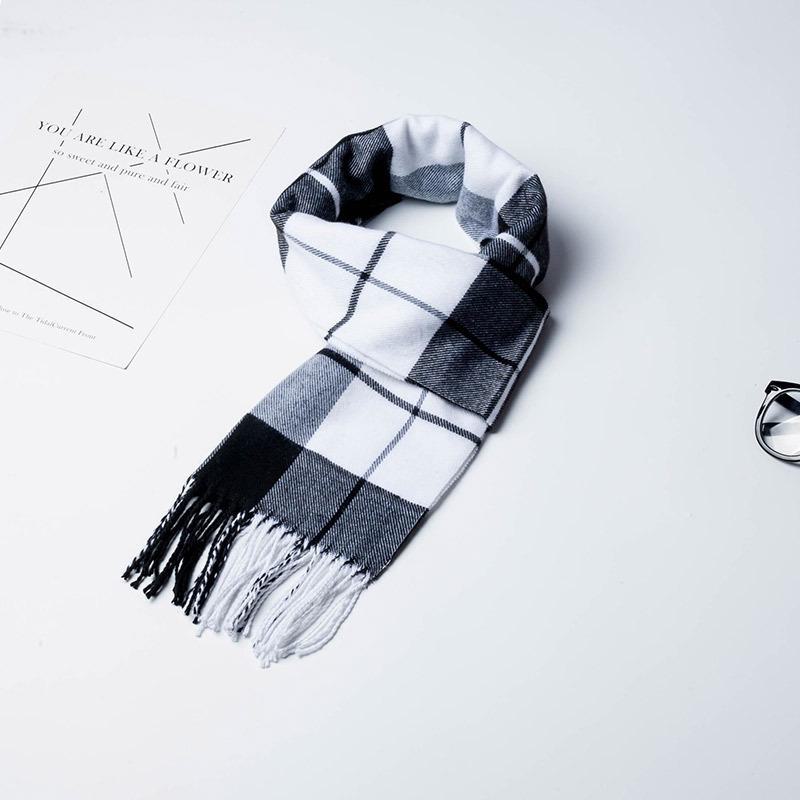 2024 Women's & Men's Beige Plaid Scarf - Versatile Japanese Style Winter Shawl