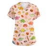 Top da Lavoro da Donna con Scollo a V e Maniche Corte con Tasche, Stampa Animalier, Camice Medico per Professionisti Sanitari, Uniforme da Infermiere