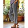 Women's Solid-Color Cotton-Linen Relaxed-Fit Wide-Leg Casual Pants with Elastic Waistband for Spring/Summer