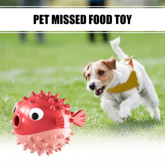 Dog Toy Tumbler Leaky Food Ball Interactive Washable Cartoon Fish Shape Teeth Cleaning Pet