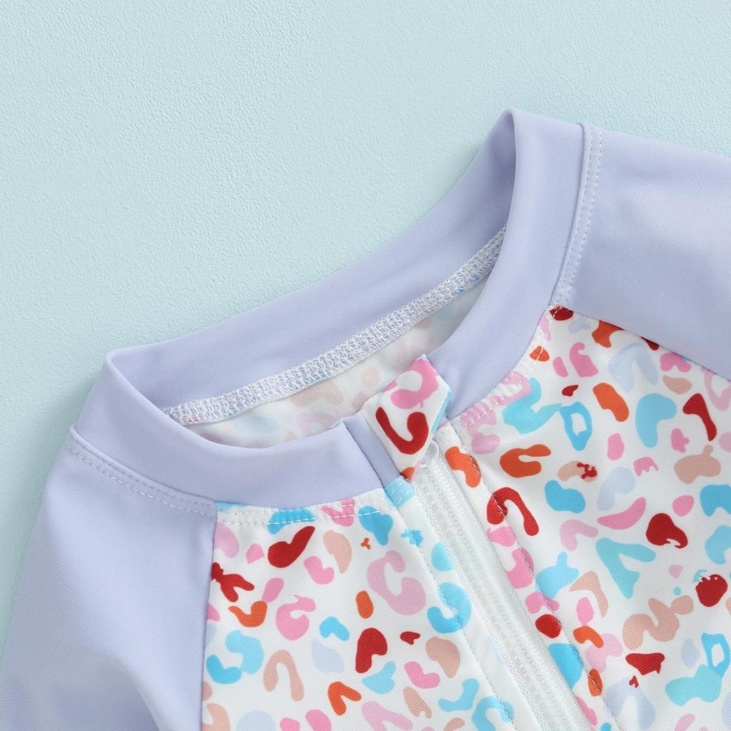 Toddler Girls Rash Guard Swimsuit Rompers  6 9 12 18 24 Months 3 Years Long Sleeve Patchwork Floral Print Suit Swimwear