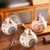 Cute Minimalist Chicken Spice Jar Creative Home Ceramic with Lid Spoon Underglaze Hand Painted Moisture Proof