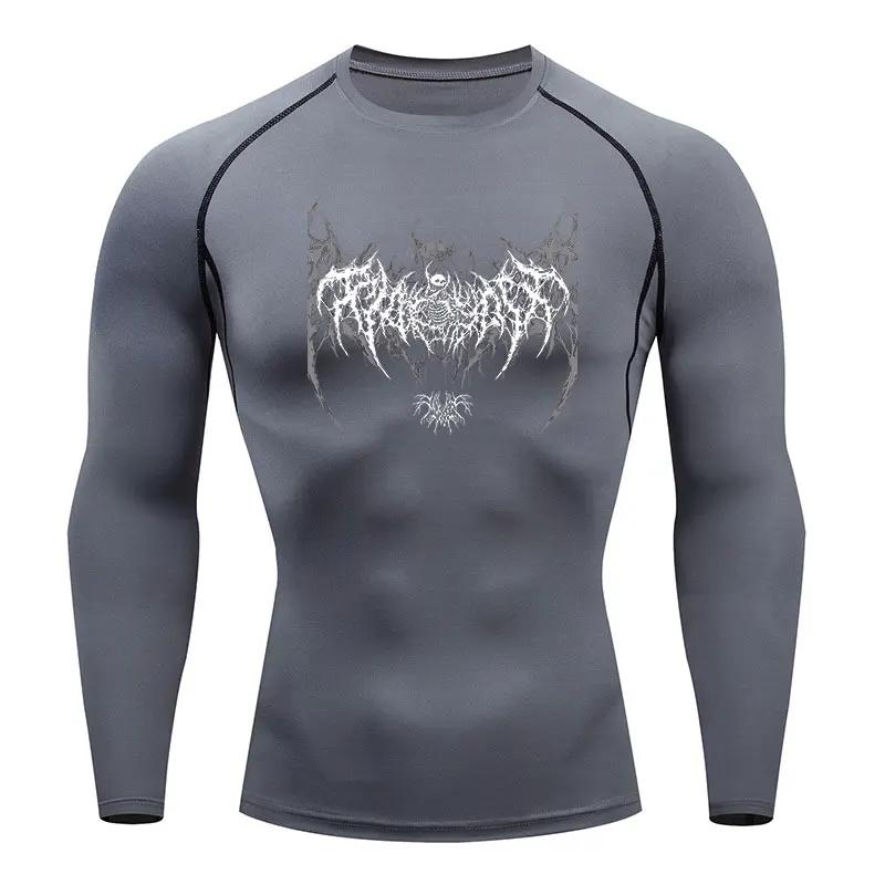 Y2K Compression Shirt Men Fitness Gym Skeleton Sport Running T-Shirt Rashgard Tops Tee Quick Dry Short Sleeve T-Shirt For Men