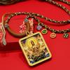 Hand-Painted Tibetan Thangka Amulet Necklace: Zodiac Eight Protectors - Acala, Amoghasiddhi, Vairocana Buddha