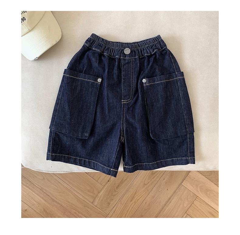 Children's Korean Style Cargo Denim Shorts - Cool, Fashionable, Loose Fit with Pockets
