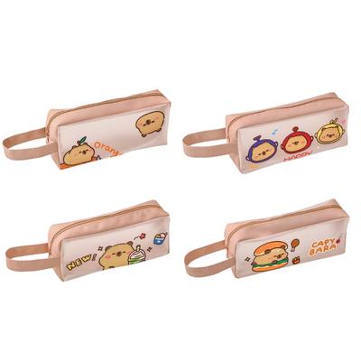 Large Capacity Cartoon Pencil Case Water Resistant PU Pen Pouches See Through Pencil Storage Bag for Kid Student Adult