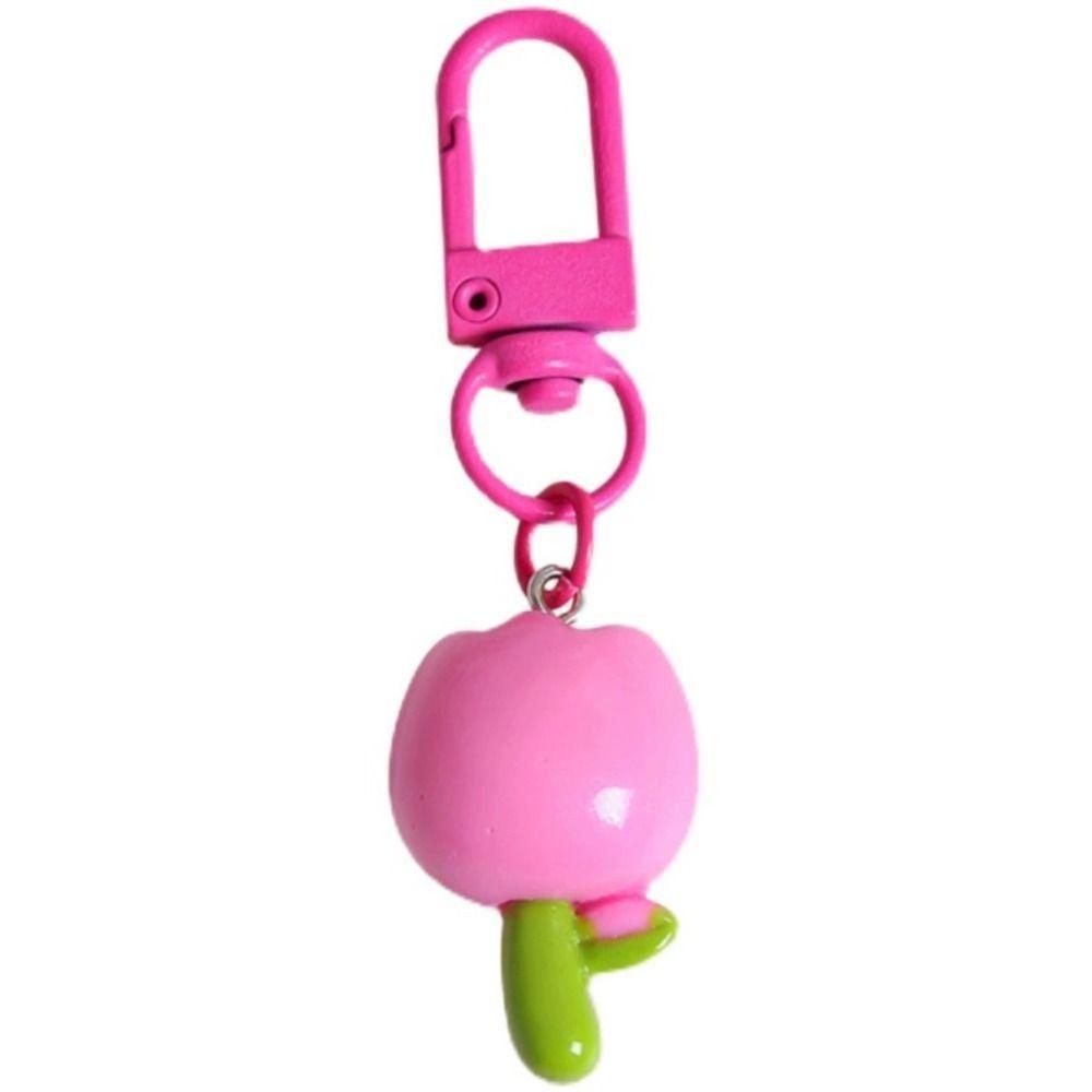Young Girl's Heart Tulip Flower Keychain Korean Sweet Resin Tulip Keychain  Backpack Decor
