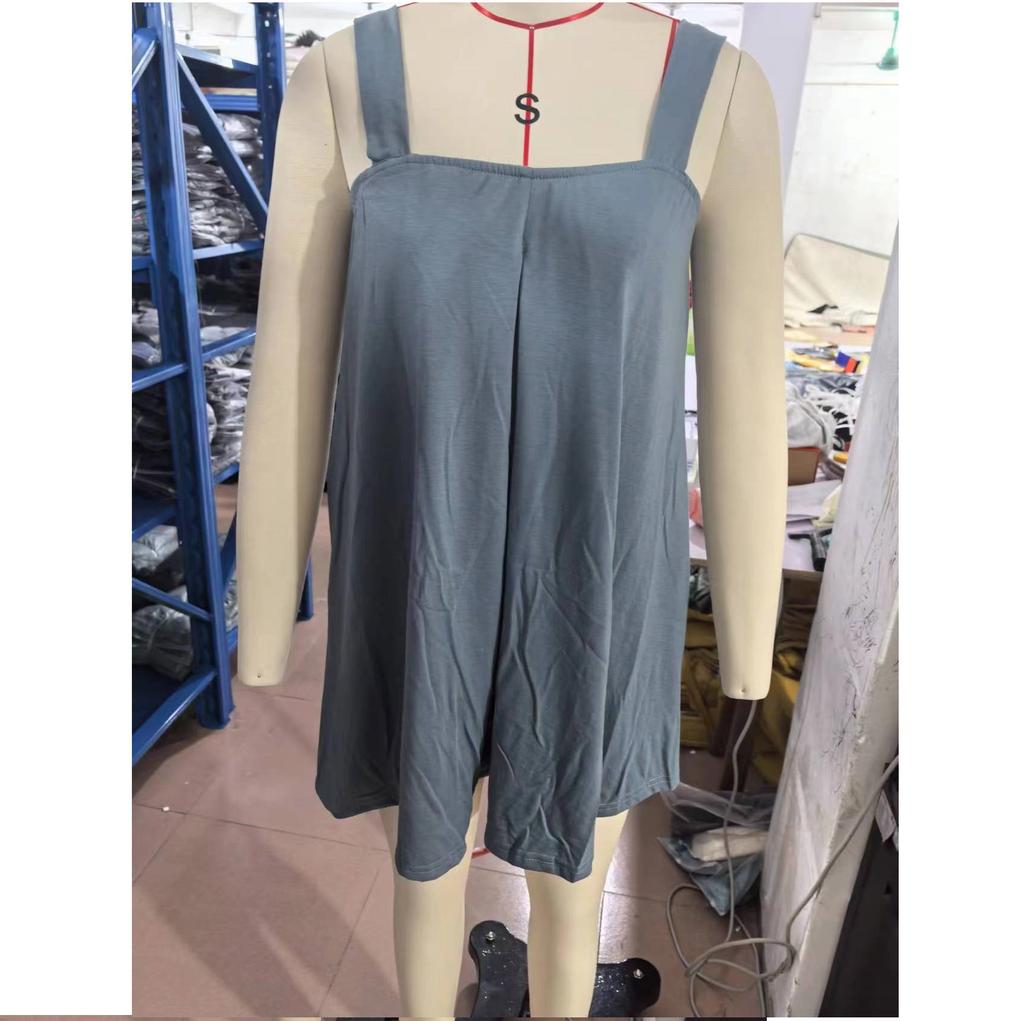 Summer Solid Color Sweet Girl Outfit Loose Square Neck Fashionable Versatile Cute Skirt Fresh Suspender Skirt Pants for Women