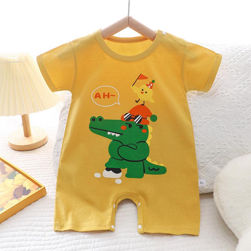 Zomerjongen Baby 0-1 Jaar Meisje Dunne Korte Mouw Cartoon Baby Onesie Romper
