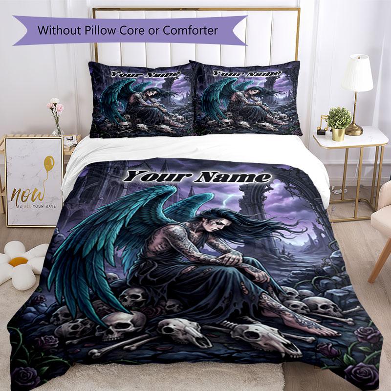 3pcs Custom Name Dark Angel's Lament Bedding Set Printed Bedding Set Duvet Cover Closure Includes 1 Duvet Cover & 2 Pillowcases Bedroom Decor