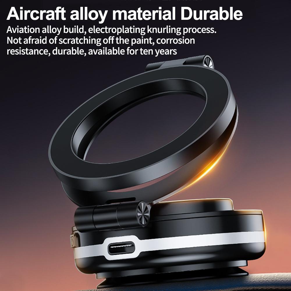 Electric Magnetic Car Phone Holder Folding 360° Swivel Vacuum Suction Cup Bracket for Dashboard Universal Tesla iPhone Magsafe